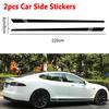 2pcs 220*8cm Black Vinyl Car Side Skirt Stickers Decal Body Decoration Universal