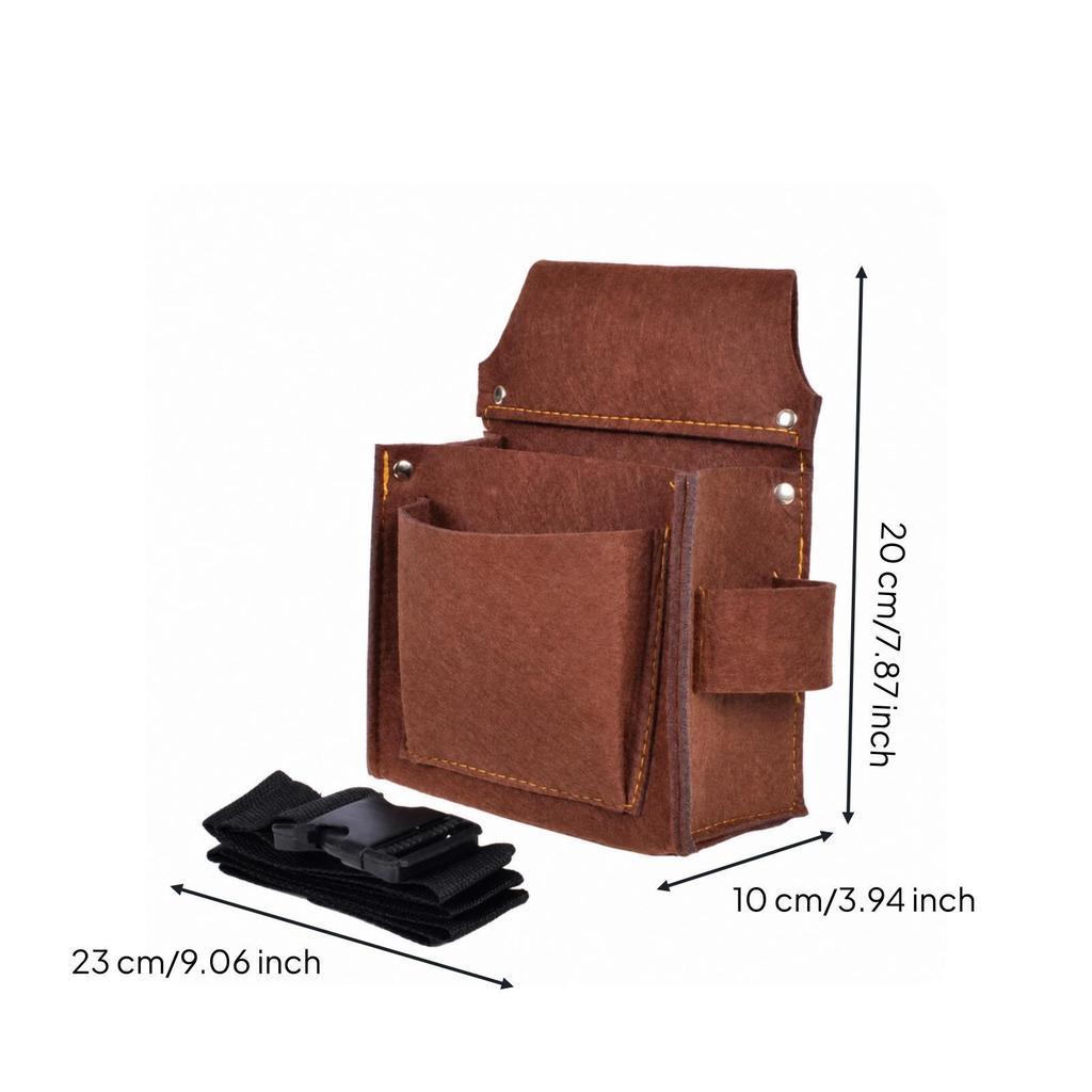 Waist-Mounted Tool Pouch Adjustable with Waist Belt for Woodworking
