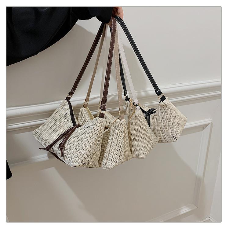 Simple Women Straw Shoulder Underarm Bags Travel Vacati Style Ladies Woven Crossbody Bag Lightweight Female Phe Handbags
