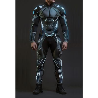 Unisex Cyber Punk 3D Digital Printing Halloween Party Role Play Outfit Women Men Cosplay Costume Carnival Jumpsuit