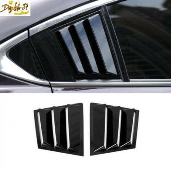 2X Glossy Black Rear Window Louver Vent Cover Trim For Mazda 6 Atenza 2014-