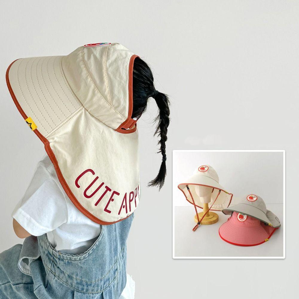Anti UV Boys Girls Bucket Cap Korean Style Kids Neck Ear Cover Ins Children Sun Hat  Travel