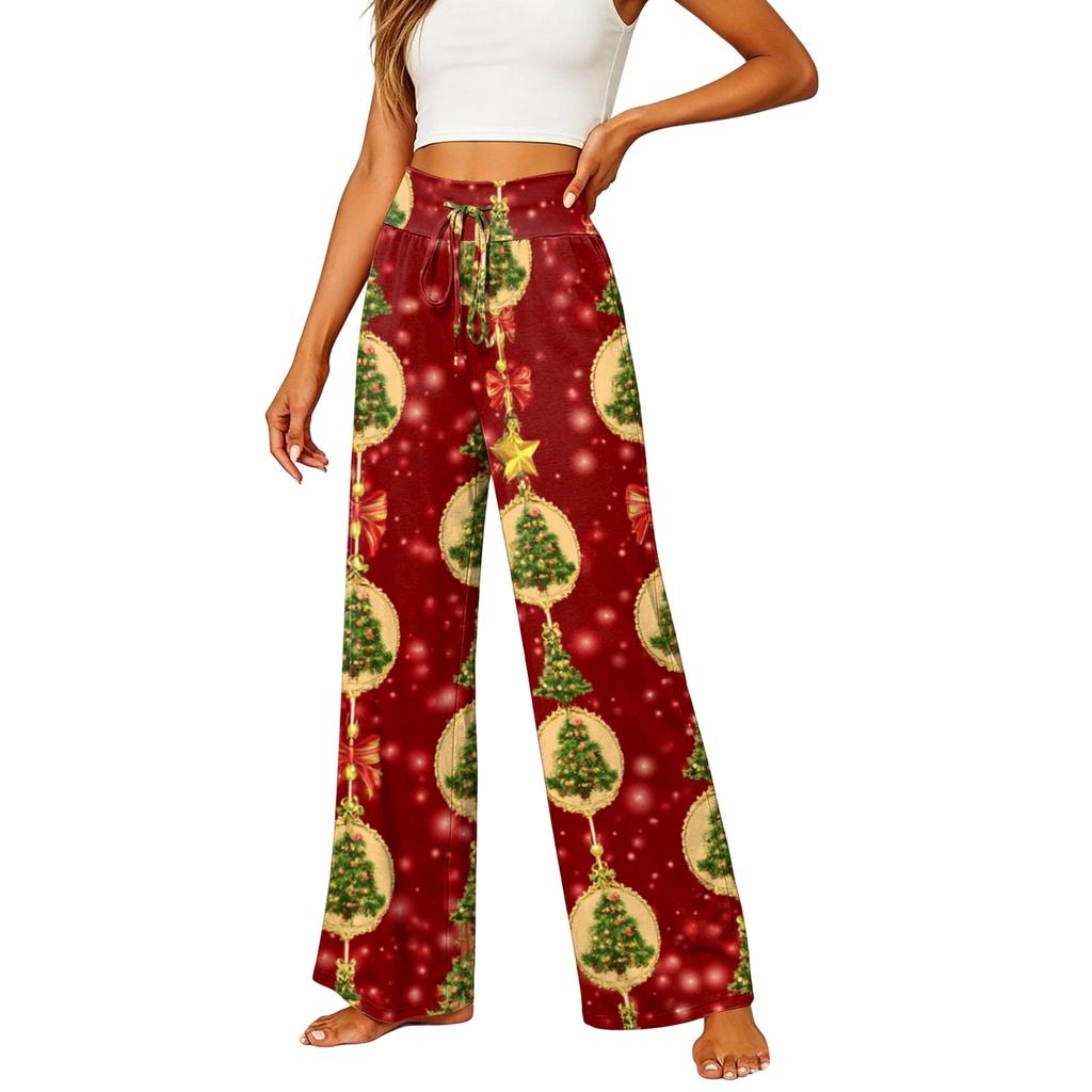 Women's Elastic Waist Casual Straight Leg Pants with Pockets for Everyday Wear