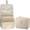 Foldable Hanging Travel Toiletry Bag,Waterproof Portable Travel Bags, Multifunction Travel Makeup Cosmetic Bag Organizer with Hanging Hook (Beige)