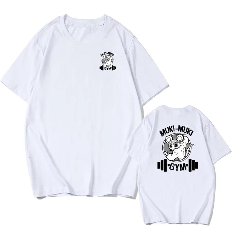 Japanese Anime Demon Slayer Printed T-Shirt Funny Ninja Mouse Muki Muki Gym T-Shirt Muscle Mouse T-Shirt Crew Neck Cotton Top