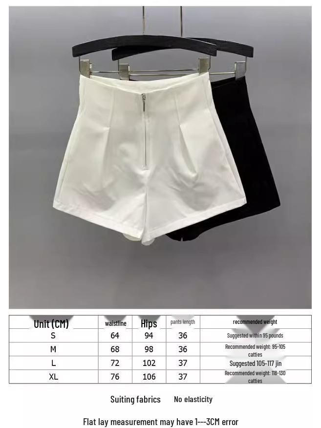 2025 Summer Women's High Waist A-line White Suit Shorts - Versatile, Slimming, Casual Wide Leg Fit