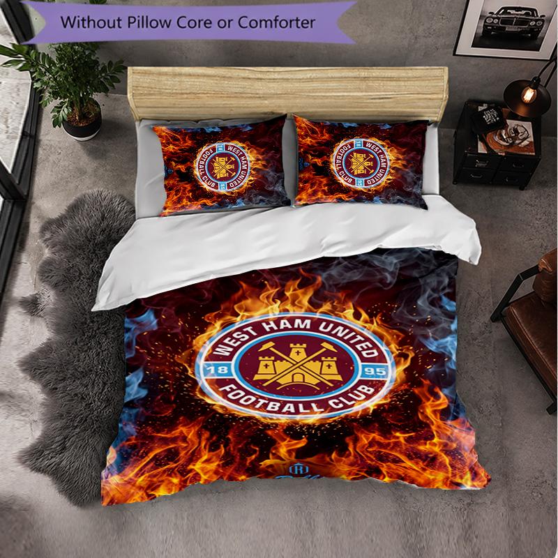 West Ham United Calcio Set Biancheria da Letto 3 Pezzi Morbido Set Copripiumino con Federe Set Decorazione Camera da Letto per la Casa