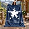 Dallas Cowboys Custom Name Flannel Blanket Personalized Soft Warm Plush Throw Blanket Customized Gift for Family Friends