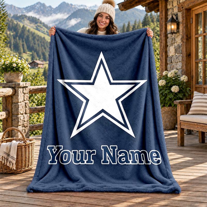 Dallas Cowboys Custom Name Flannel Blanket Personalized Soft Warm Plush Throw Blanket Customized Gift for Family Friends