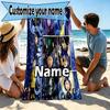 Custom Name Personalized Coraline Print Beach Towel, for Trip Camping Beach Party Home Decor, Birthday Gift for Family & Friends