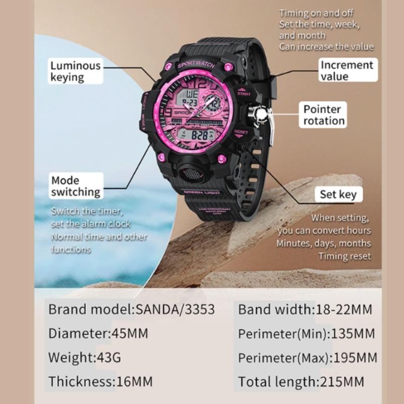 SANDA Водонепроницаемые электронные часы Многофункциональные светящиеся часы — фото 3