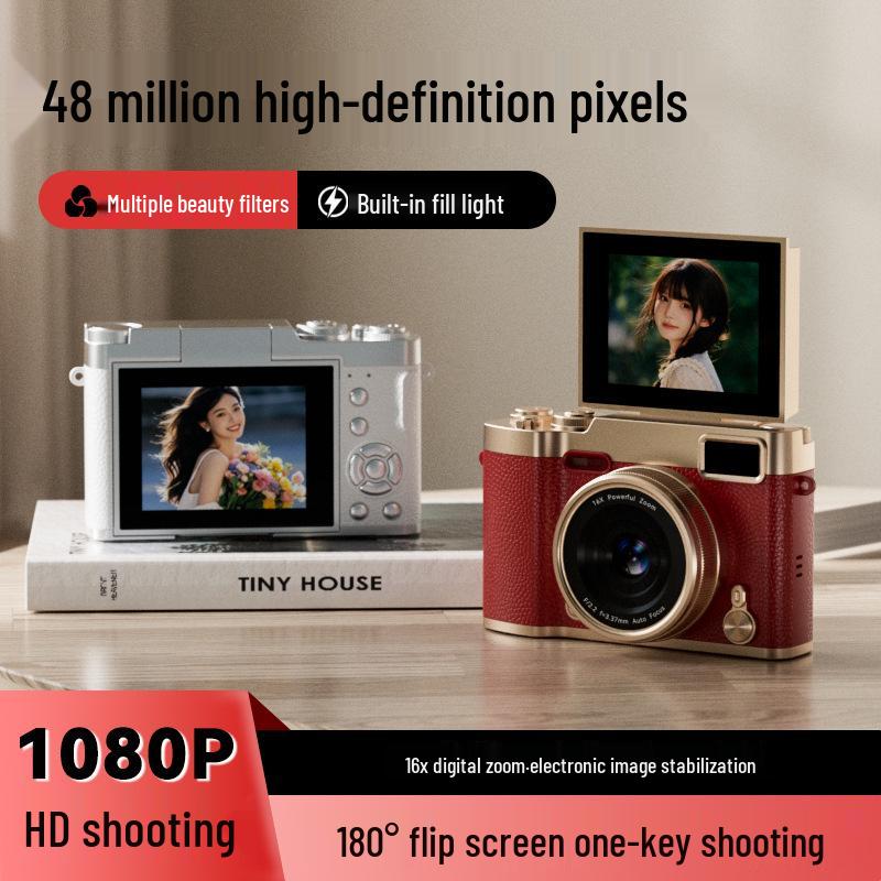 Retro Ultra-Clear Flip Screen CCD Card Camera for Students