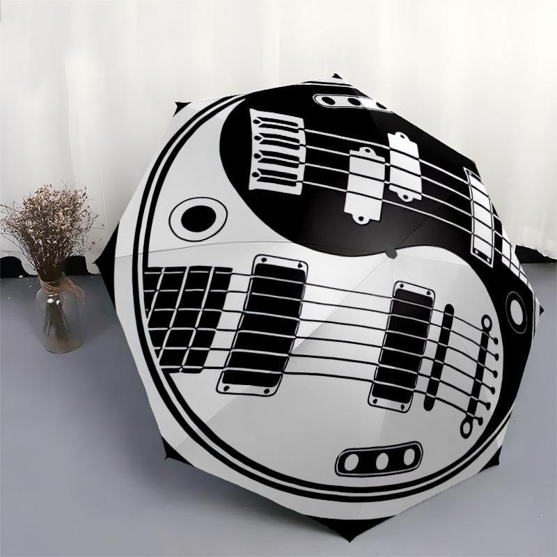 1pc Guitar Yin Yang Symbol Umbrella with Plastic Handle,Suitable for All Seasons Home Travel Outdoor UmbrellaDD509