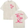 Lustige Hübsche Mädchen Heben Schwere Frauen Fitnessstudio Vintage Gewaschene T-Shirts Männer Frauen Harajuku Mode Übergroße Baumwoll-T-Shirts Fitnessstudio Tops