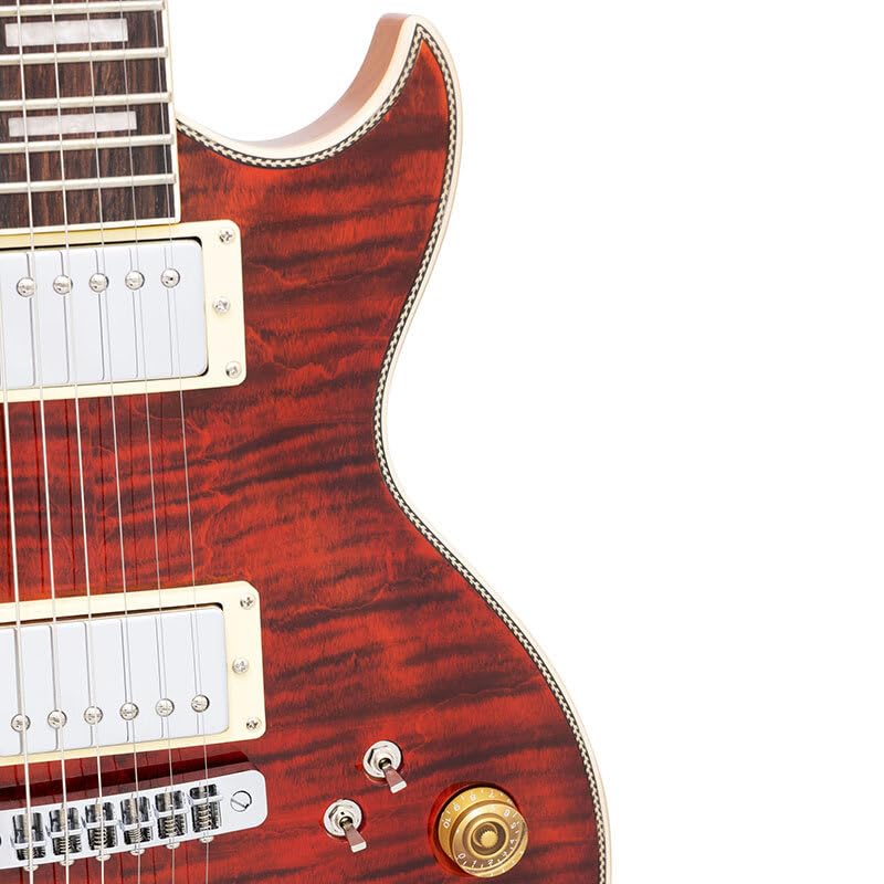 AriaProII SR Red Flame Maple Top PE Series Les Paul Type Electric Guitar Red PE-700 See-through See-through