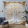 2pcs Elegant Floral Curtains with Gold Accents  Light-Filtering Rod Pocket Design  Ideal for Living Room Bedroom Kitchen and Study