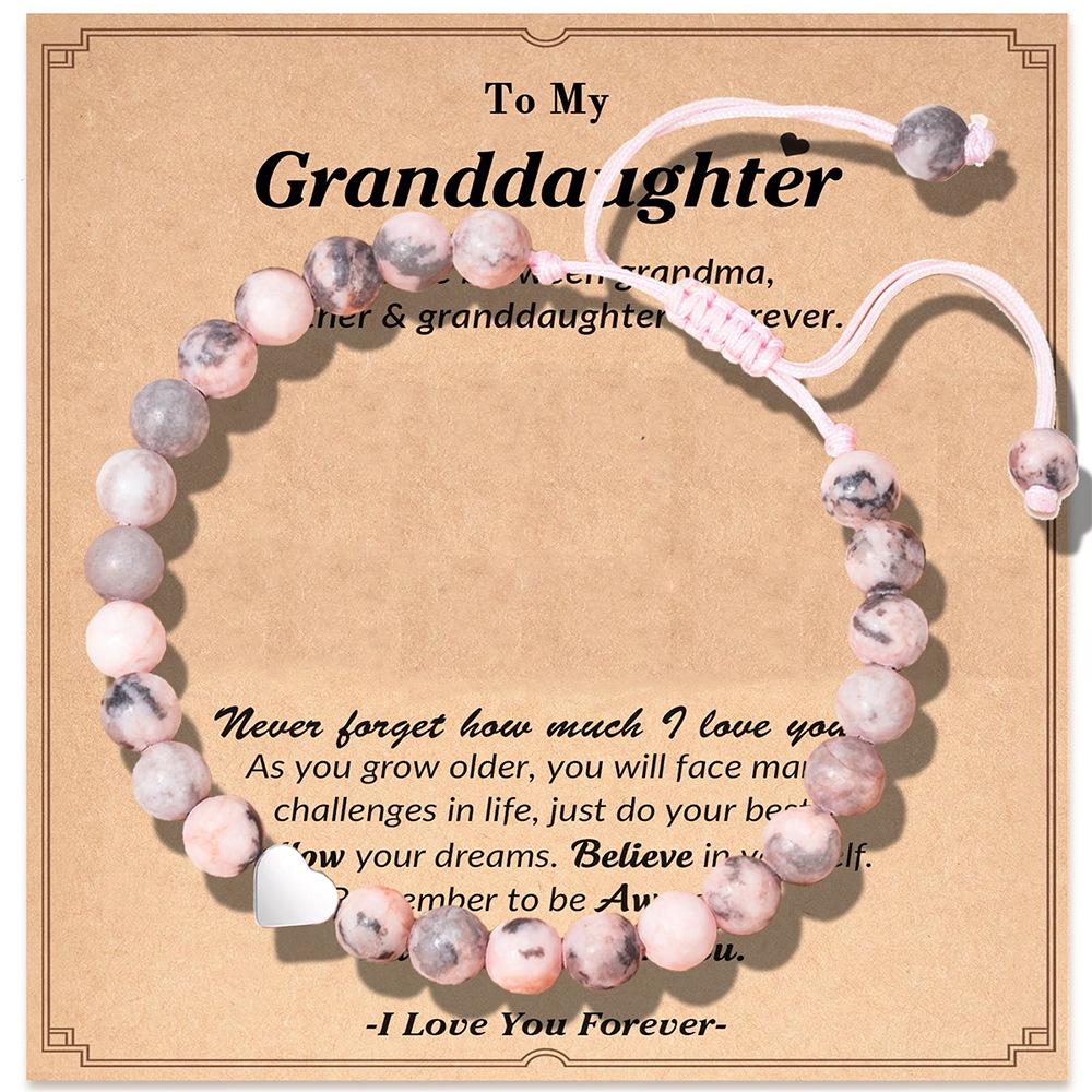 Braccialetto Fatto a Mano a Forma di Cuore Zebra Rosa con Biglietto di Ringraziamento - Regalo Intrecciato Regolabile per Amici e Famiglia