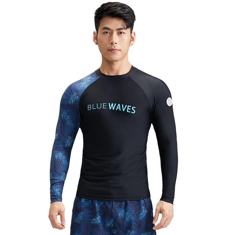 Mens Quick-Dry Rash Guard Set Black Swimwear Surfing Swimming Fishing UV Protection
