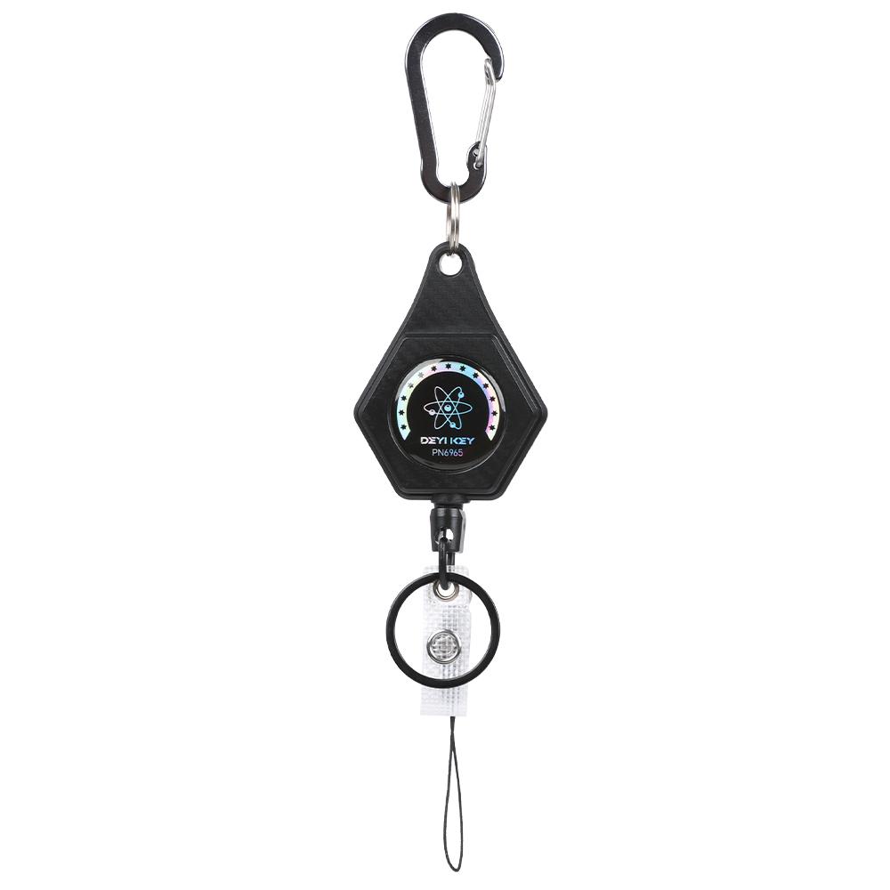 DEYI Retractable Keychain  Carabiner ID Badge Holder with Belt Clip 32/82cm Steel Retractable Cord