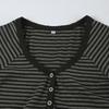 VAYLA Korean Fashion Striped V-Neck With Buttons Slimming T-shirts Women's Summer Short Sleeve Top Tees Y2K Aesthetics New