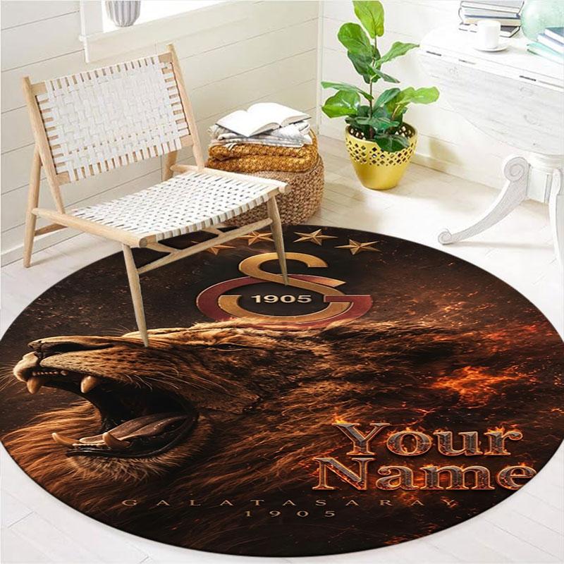 Galatasaray S Custom Name Round Area Rug,Carpet Rug for Living Room Bedroom Sofa Playroom Decor,Non-slip Floor Mat