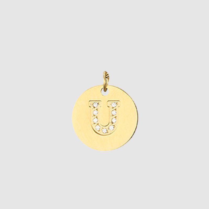CARLIDANA Classique Minimaliste Alphabet 26 Breloques Lettres en Cristal Collier Pendentif Rond Lettre Acier Inoxydable Collier DIY