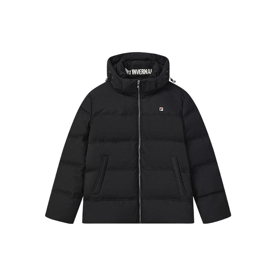 

FILA Logo Zip-Up Hooded Warm Down Jacket Men jackets Black F51M248908F-BK L