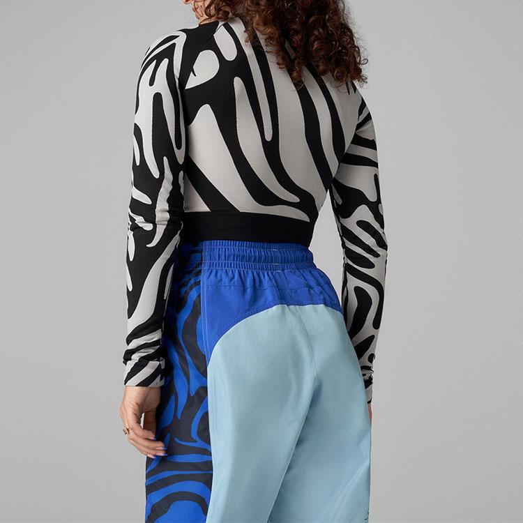 adidas Stella McCartney Sw W Tp Zp Retro Color Block Pattern Cuffed Casual Sports Pants Women Pants Blue HA8969