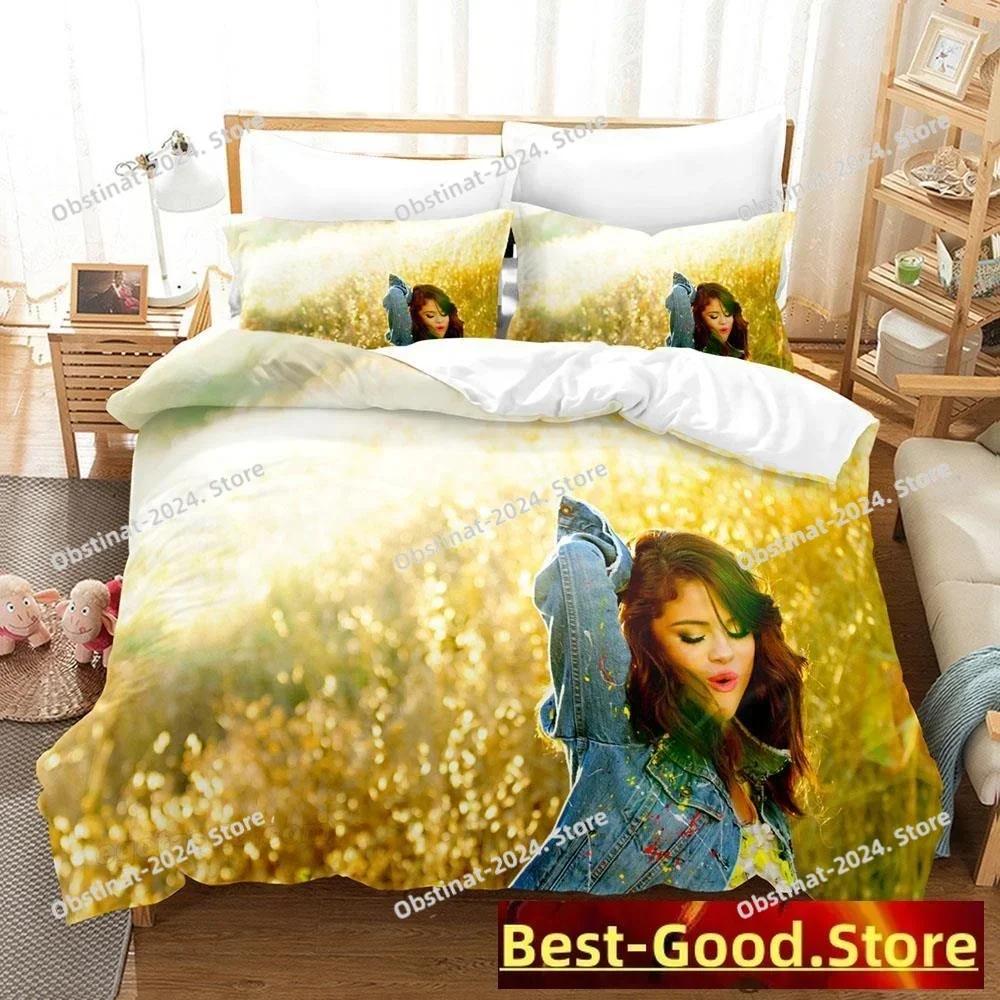 Top Sexy Selena Gomez Bedding Set Printed Single Comforter Quilt Bed Cover Duvet Cover Pillow Case 3 Pieces Sets Kids Adult Size