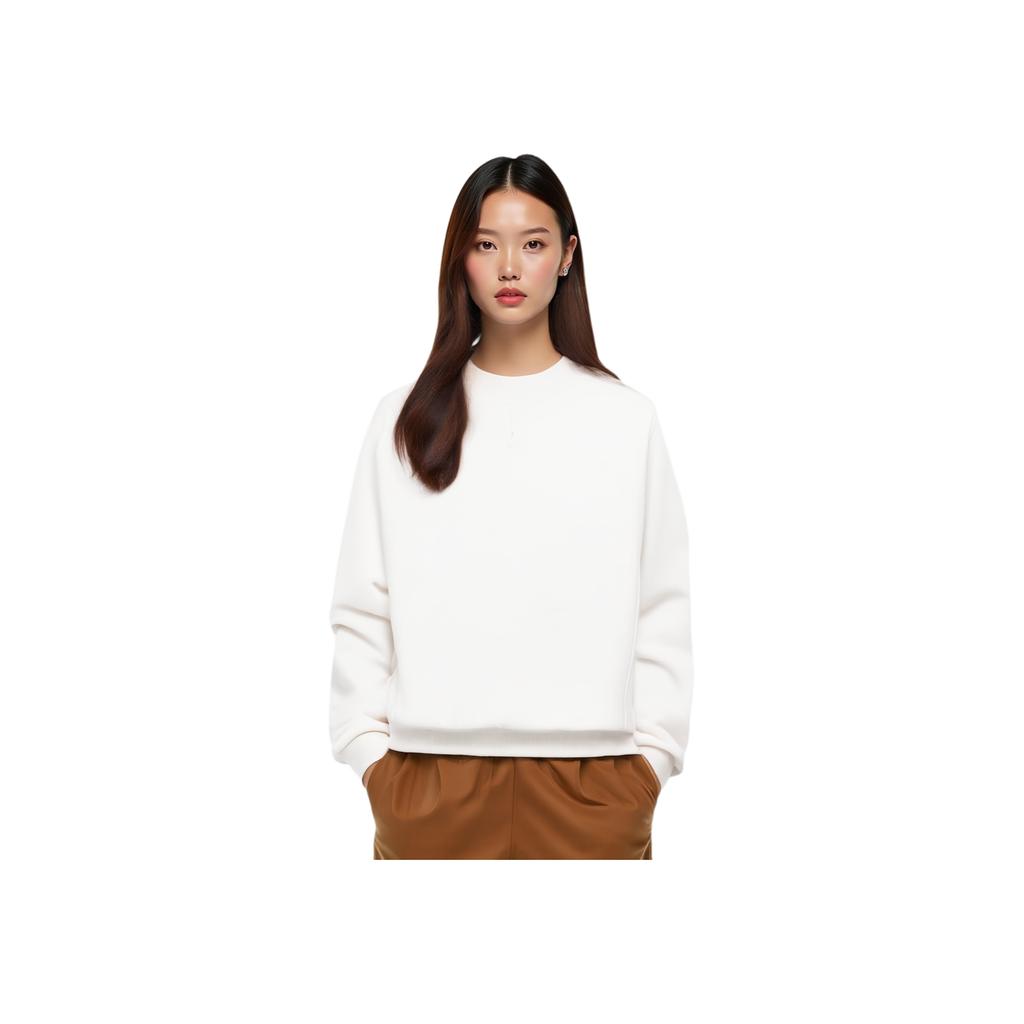 Li Ning Fitness Series Einfarbiges Lässiges Rundhals Warmes Pullover Sweatshirt Damen Sweatshirt Champagner-Weiß AWDT782-3