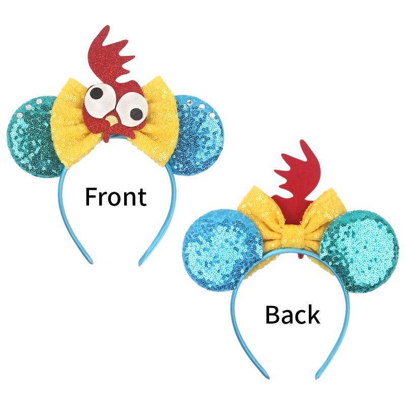 Cartoon Character Mouse Ears Headband Sequins 5" Bow Hairband For Girls Children Festival Party DIY Hair Accessories Gift