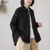 Camicie Bluse da Donna Casual Oversize con Cuciture Collo a Revers Manica Lunga Bottoni