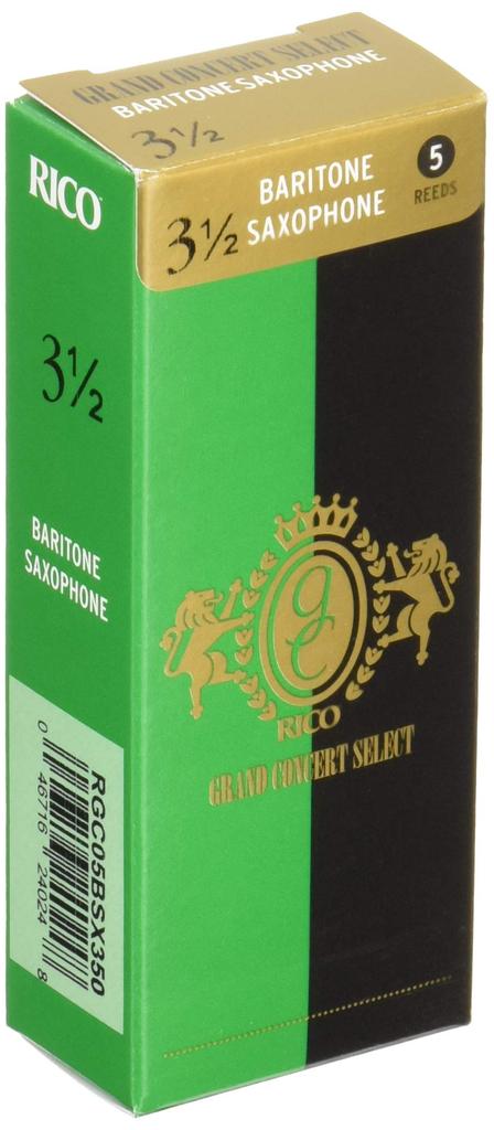 D'Addario WoodWinds Baritone Saxophone Reeds GRAND CONCERT SELECT RGC05BSX350 [Hardness: 3.5] 5-pack