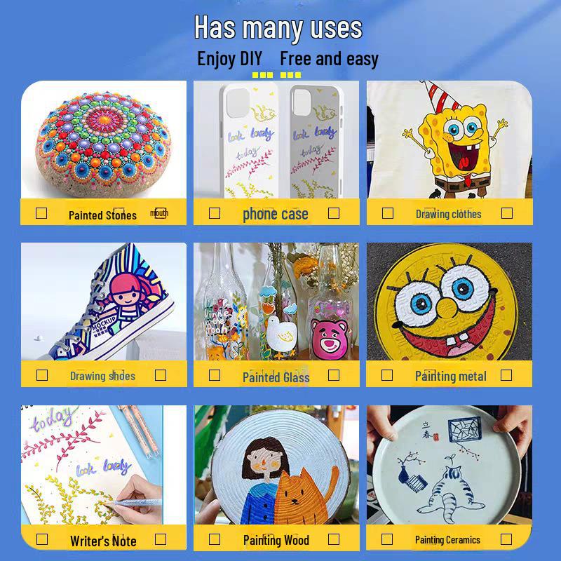 Set marker acrilic rezistent la apă, 48-60 de culori, vârfuri speciale pentru pensule pentru graffiti netransparent și picturi colorate.