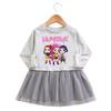 Vestido de princesa de Monster Hunter de Kpop: Falda plisada de malla de manga larga con volantes de dibujos animados para niñas
