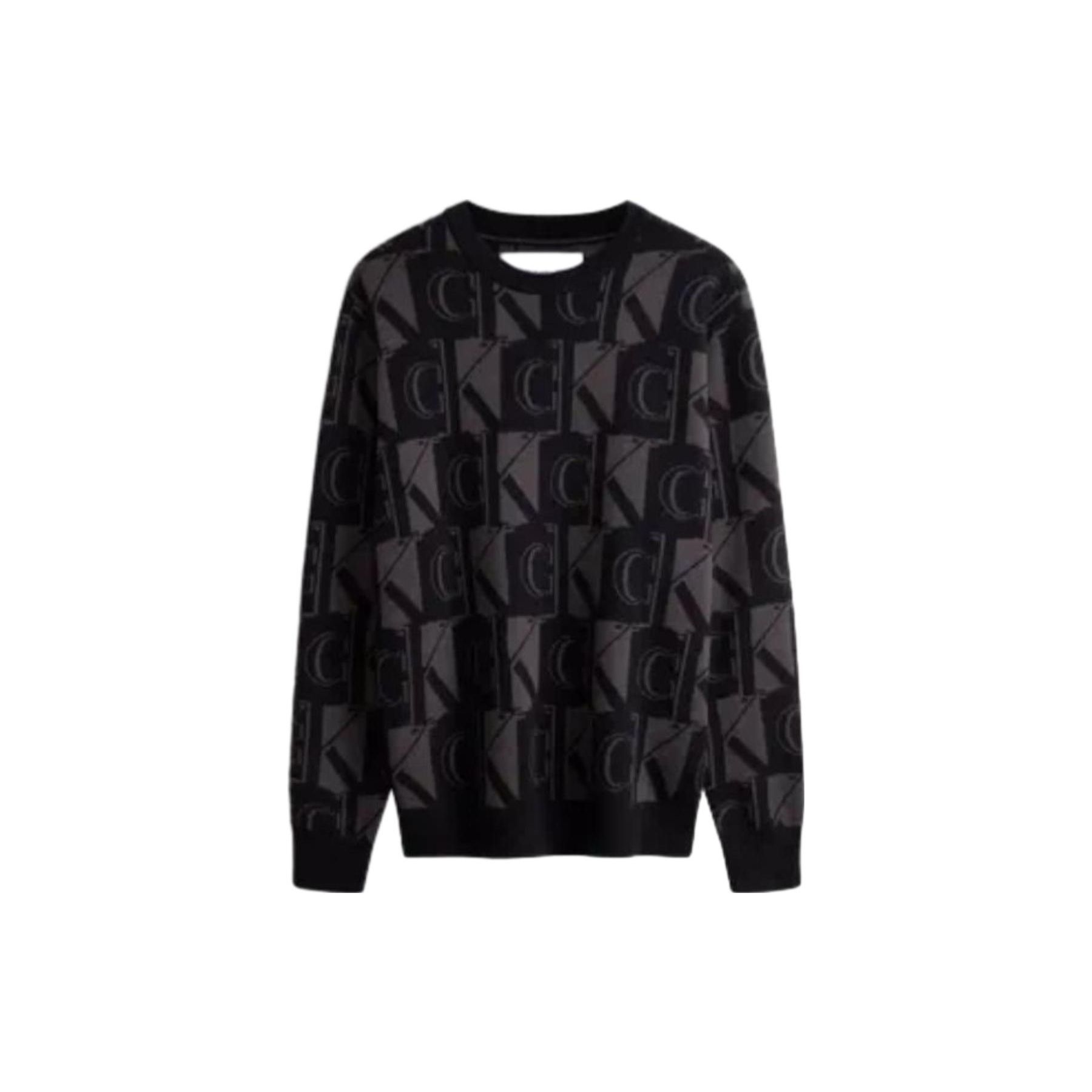 

Calvin Klein FW23 Letter Jacquard Crew Neck Pullover Wool Sweater Men sweater Space-Black J324411 M
