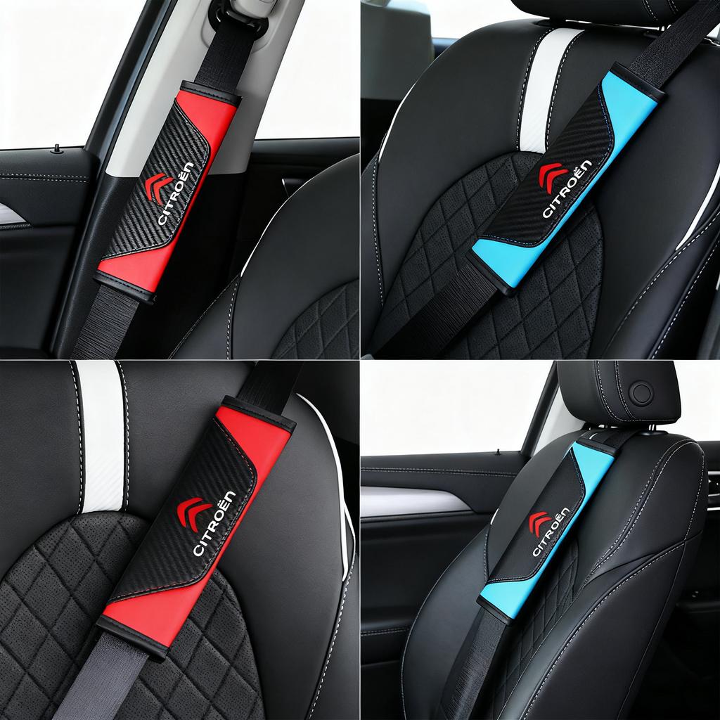 1/2Pcs Car Seat Belt Shoulder Cover Carbon Fiber Protective Pad For Citroen C1 C2 C3 C4 Picasso C4L C5 C-ELYSEE DS DS4 Berlingo