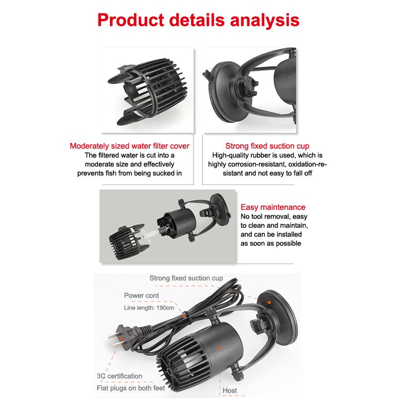 Single Head Wavemaker Water Pump For Aquarium Fish Tank Submersible Aerobic Pump 3W Water Circulation Pump Flow Surf Pump