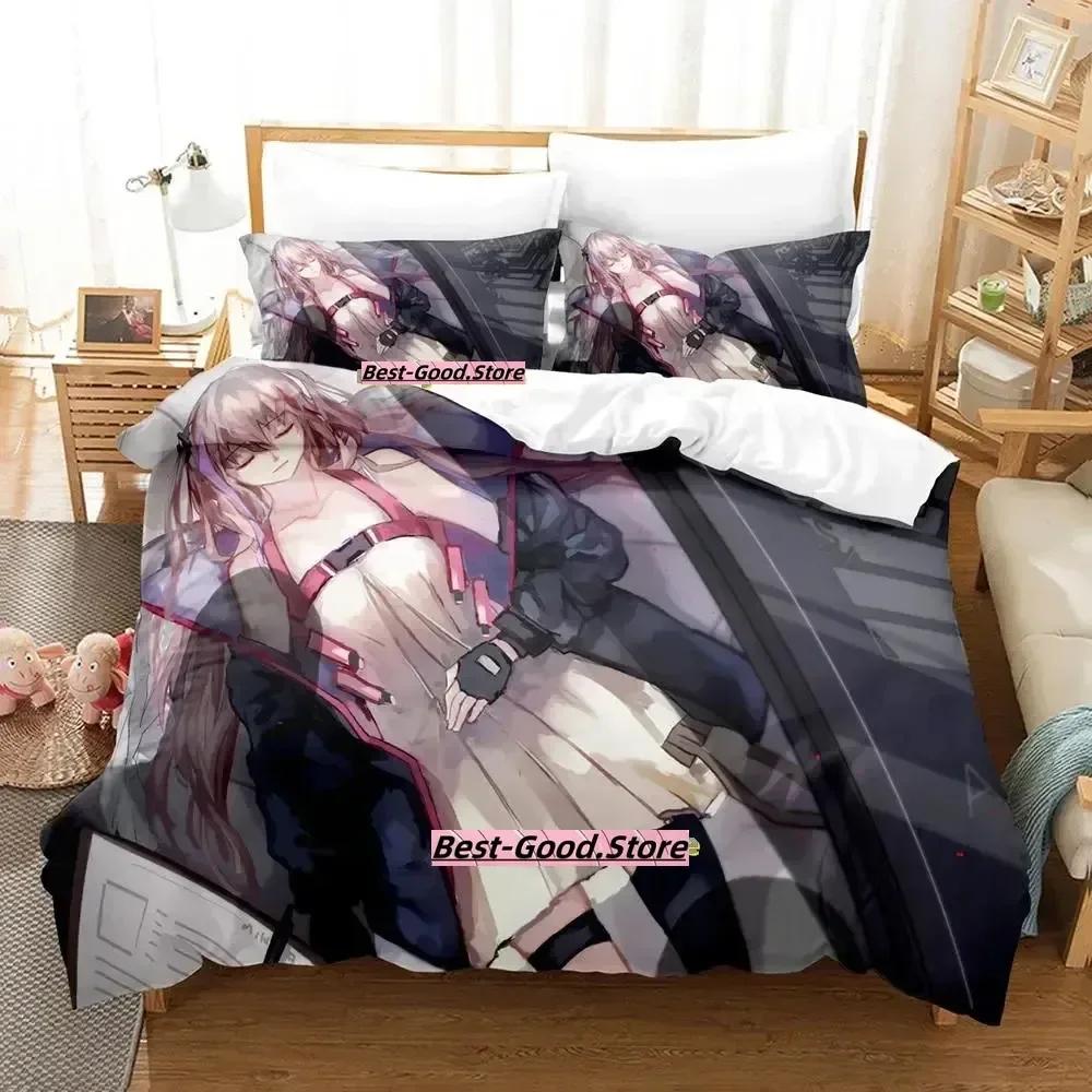 Spel Girls Frontline Anime Kawaii Tryckt Sängset Påslakan Örngott Sängkläder Sänglinne Lakan Täcke Drottning King Size