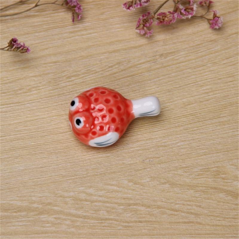 6 Pieces Cute Pufferfish Shaped Ceramic Chopstick Rests Spoon Fork Holder Ceramic Chopstick Holders for Kitchen Utensil