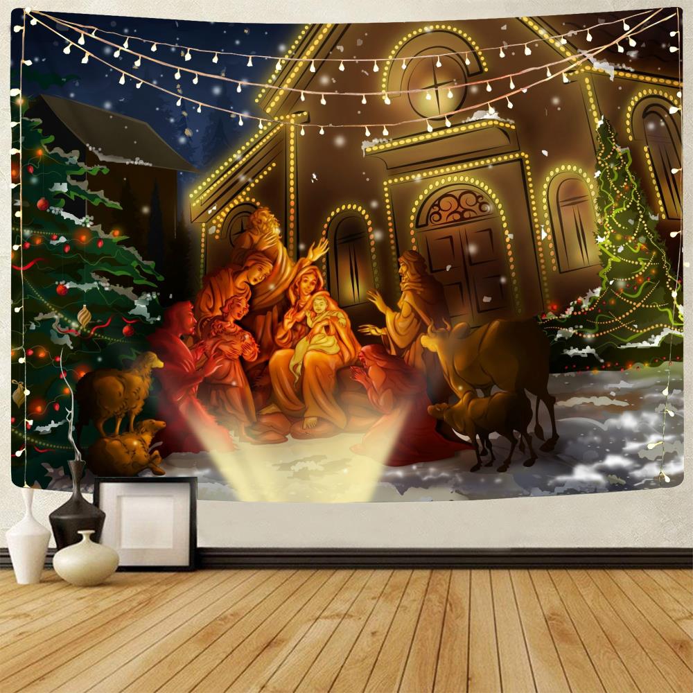 Weihnachts-Tapisserie, Weihnachtsbaum-Tapisserie, Schneemann, Wandbehang, Weihnachtsthema, bedruckter Tapisserie-Hintergrundstoff