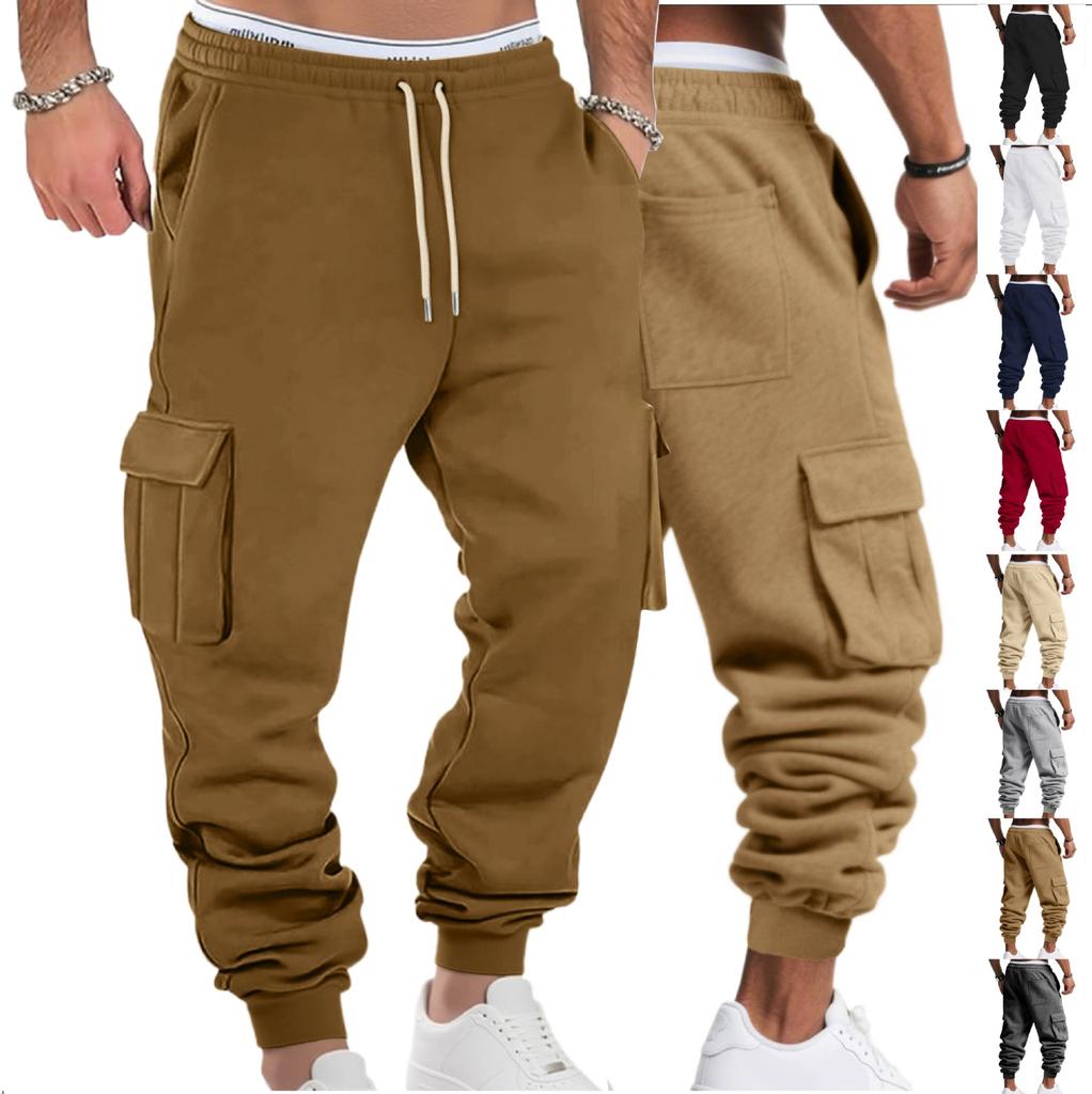 Men's Autumn and Winter American Overalls Multi-Pocket Casual Sports Cuffed Pants