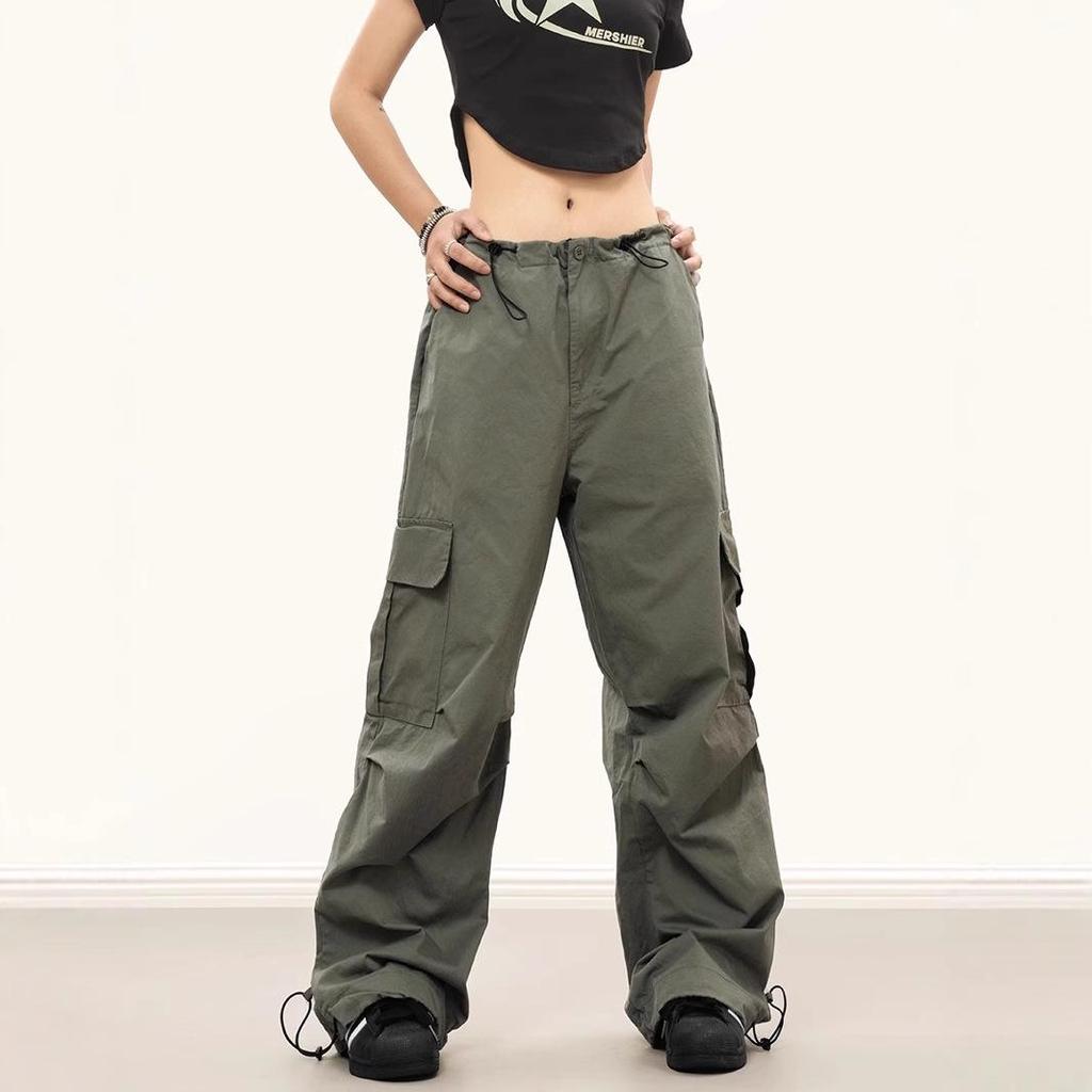 Women's Retro Paratrooper Pocket Overalls: Trendy, Loose, Wide-Leg Casual Pants
