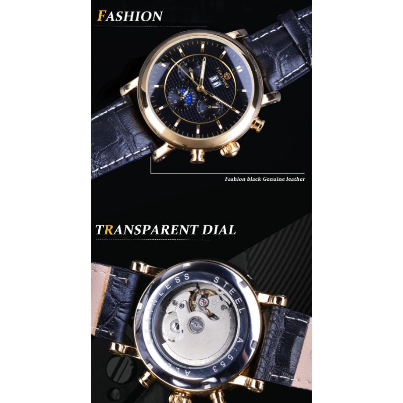 Forsining Herrenmode Freizeit Kalender Tourbillon Automatische Mechanische Uhr