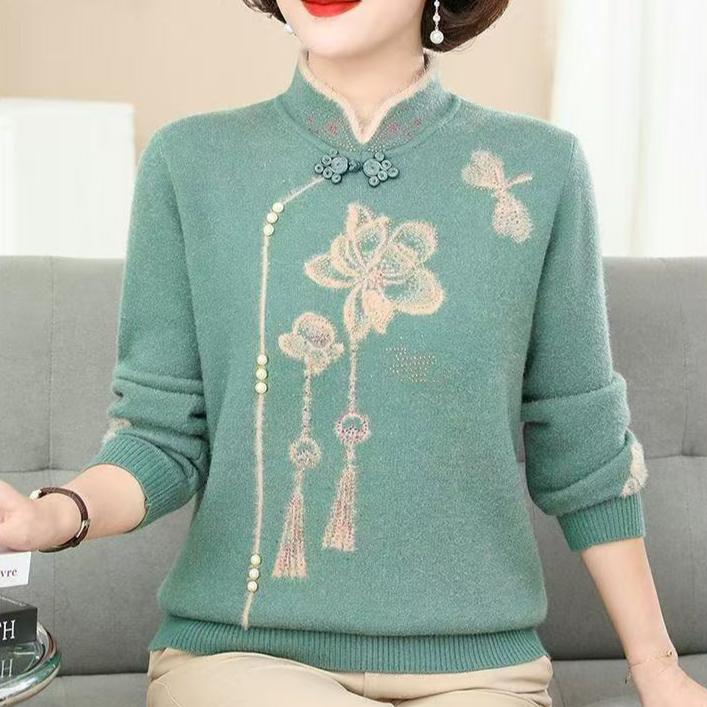 

Autumn Winter Women s Mink Fleece Sweater Thick Warm Sweater Faux Mink Fleece Sweater Loose Pullover Embroidered Knitwear M красный