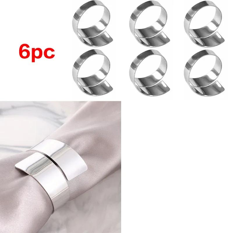 6Pc Alloy Metal Serving Napkins Wedding Ring Napkin For Table Decoration Servilletero Wedding Towel Rings Dinner Cloth Napkins