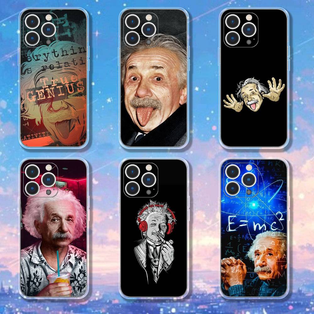 A-Albert E-Einstein Phone Case For iPhone 17,16,15,14,13,12,11 Pro,Max,Plus,X,XS,XR,SE4,E Mini Transparent Soft Cover