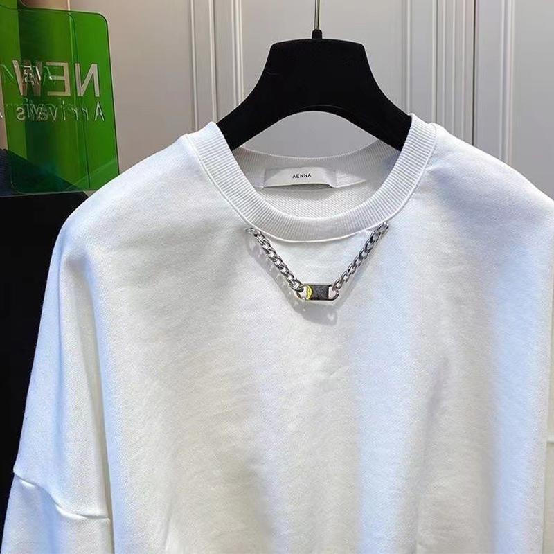 Sweatshirt Women's Short Thin Top Loose Drawstring Round Neck