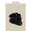 Women's 2025 Thick-Soled Velcro Sandals - Platform Roman Shoes for Casual Beachwear, Featuring Step-on Comfort for Pregnant Women