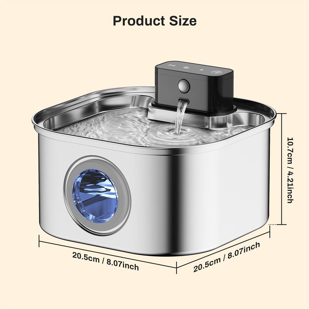3L 5V Rechargable Automatic Stainless Steel Dogs Water Fountain 4000mAh Wireless Pet Drinker Battery Sensor Dispenser Cat Bowls
